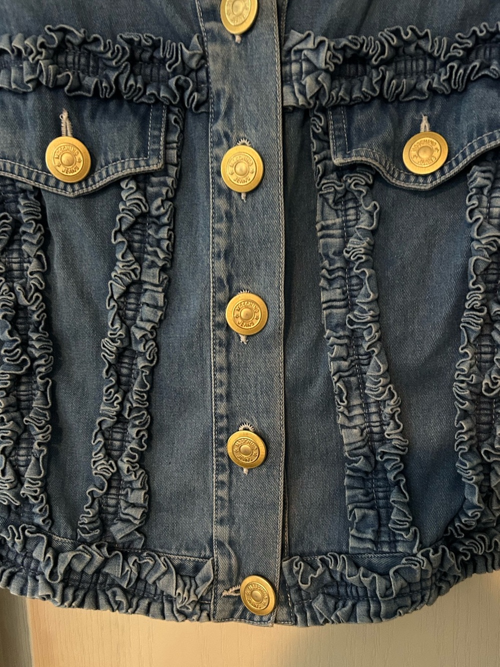 Moschino Blue Denim Ruffle Jacket - Picture 2 of 11